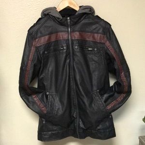 High Quality Hooded Leather Jacket